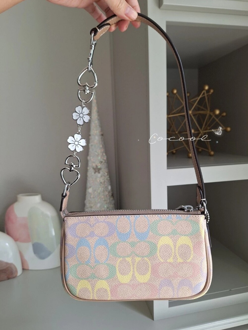 NWT Coach Nolita 19 In Rainbow Signature Canvas cdc38 Silver Sand - Picture 6 of 11